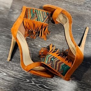 Evelyn Whiskey Fringe Open Toe Sandal